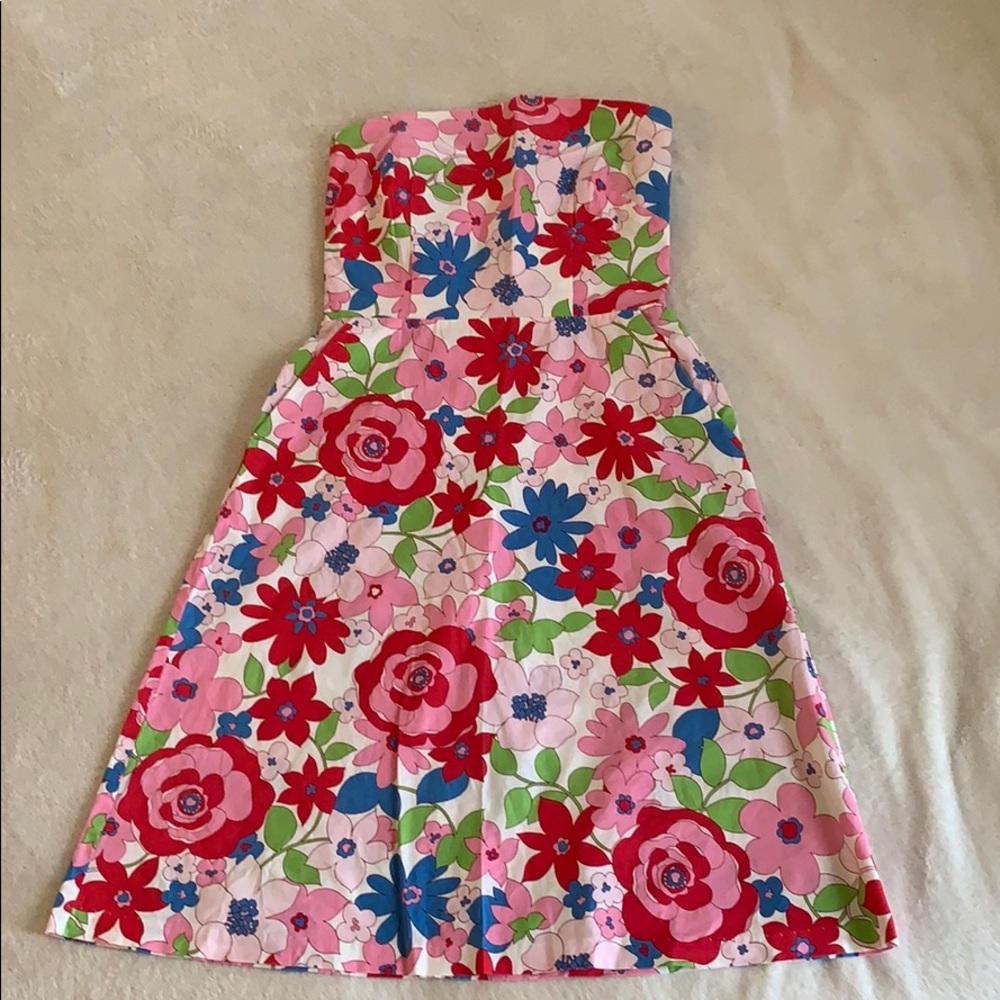 Strapless Floral Dress.